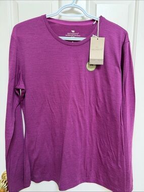 NWT (*flaw) sz XL 100% Merino Wool Women's Long-Sleeve Crewneck Top Berry Purple